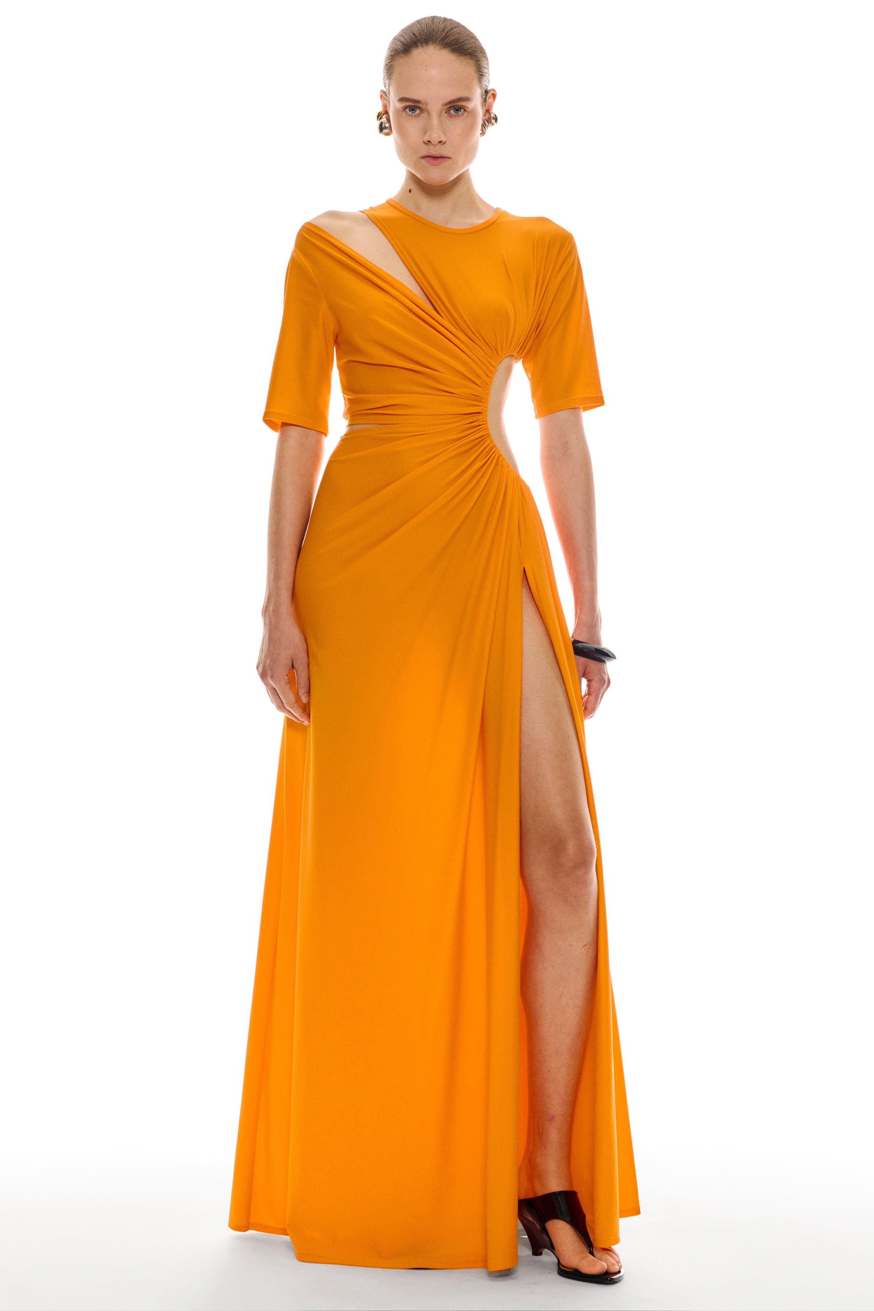 sid neigum gathered slit maxi dress Gathered Slit Maxi Dress