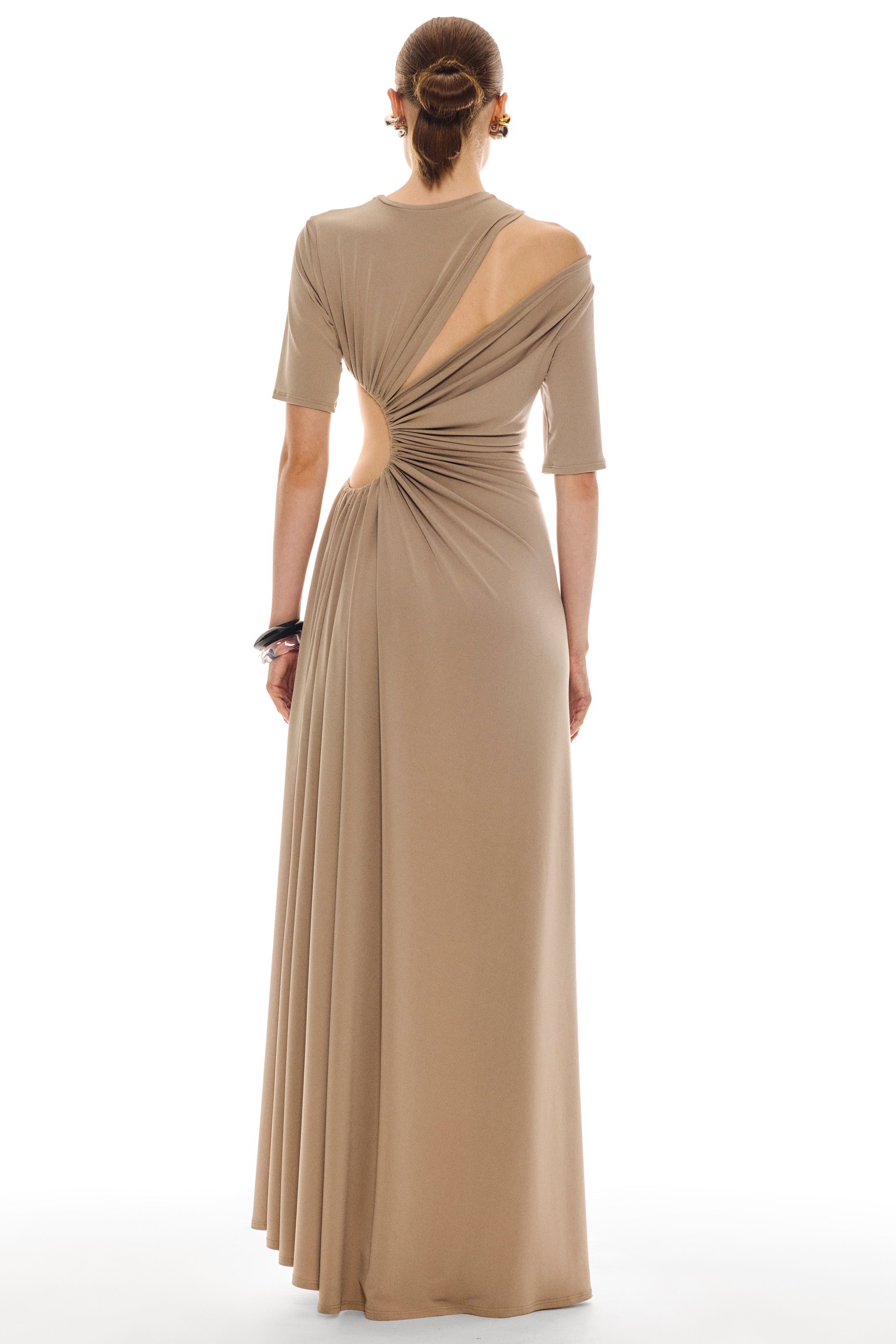 Crepe Slashed & Gathered Dress Sid Neigum Crepe Slashed & Gathered Dress Sid Neigum